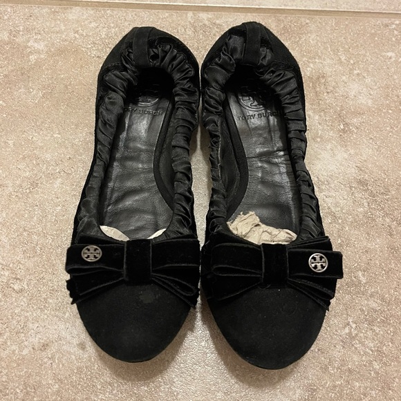Tory Burch Shoes - Black Velvet and Silk Tory Burch Flats